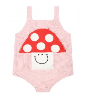 Pink body for baby girl with mushroom