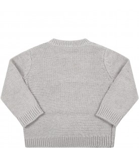 Gray sweater for baby boy with fox