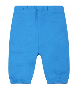 Light-blue sweatpants for baby boy with snails