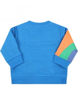Light-blue sweatshirt for baby boy with logo