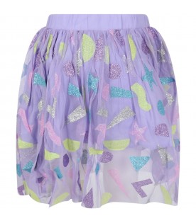 Purple skirt for girl with colorful details