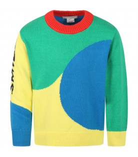 Colorblock sweater for kids with black witing