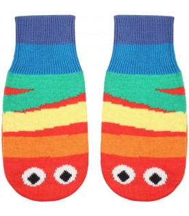 Multicolor mittens for kids with eyes