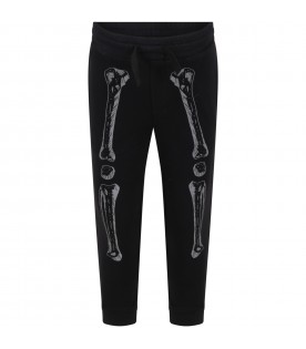 Black sweatpants for kids with reflective bones