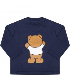 T-shirt blu per neonati con teddy bear