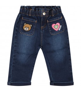 Blue jeans for baby girl with heart
