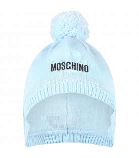 Light blue hat for baby boy with logo