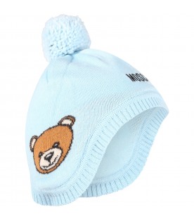 Cappello celeste per neonato con logo
