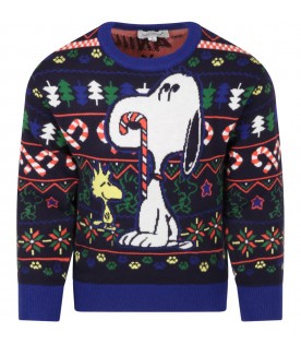 Multicolor sweater for kids with Snoopy
