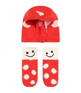 Red set for baby girl with smiley