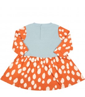 Multicolor dress for baby girl with animal pint