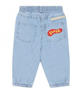Light-blue jeans for babykids with patches