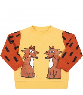 Yellow sweatshirt for baby boy with foxes