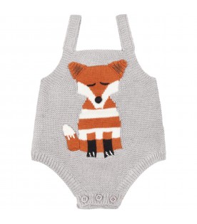 Gray body for baby boy with fox