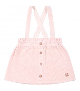 Pink skirt for baby girl with logo