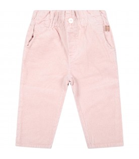 Pink trouser for baby girl with logo
