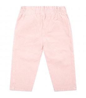 Pink trouser for baby girl with logo