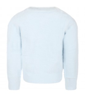 Light blue sweater for girl with iconic eye