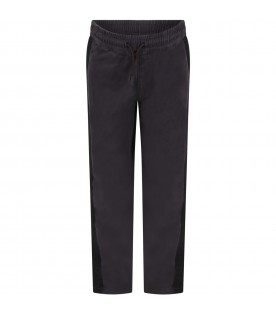 Gray trousers for boy wit side logo band
