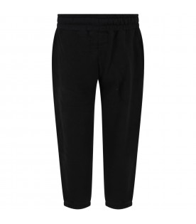 Black sweatpants for kids with patch logo