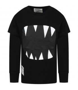 Black T-shirt for kids with wide open mouth