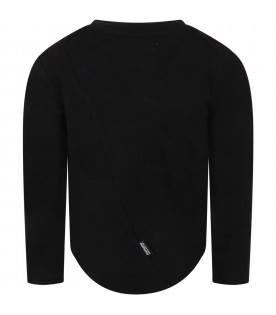 Black sweater for kids with pathc logo