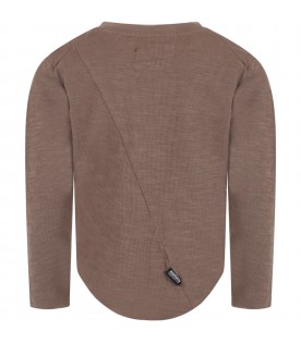 Brown sweater for kids with pathc logo
