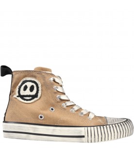 Brown sneakers for kids with logo