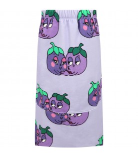Purple skirt for girl with aubergines and black logo