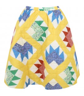 Yellow skirt for girl with colorful details
