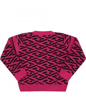 Fuchsia sweater for baby girl with Medusa