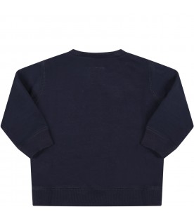 Blue sweatshirt for baby kids with logo