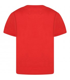Red t-shirt for kids with rackets