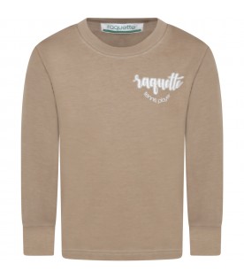 Beige t-shirt for kids with logo