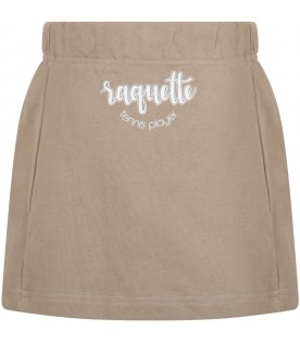 Beige skirt for girl with logo