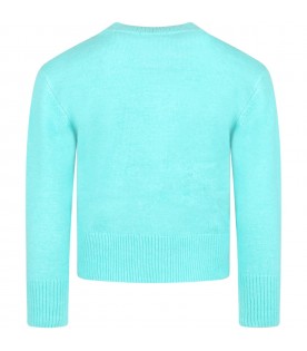 Tiffany green sweater for girl with glasses