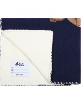 Blue blanket for baby kids with bear
