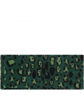 Green headband for girl with patch logo