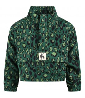 Green sweatshirt for kids with patch logo