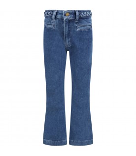 Blue jeans for girl with yellow logo