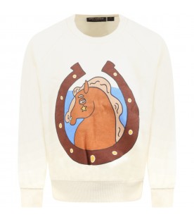 Ivory sweatshirt for kids with horse
