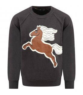 Gray sweatshirt for kids with horse