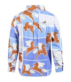 Light-blue shirt for boy with horses