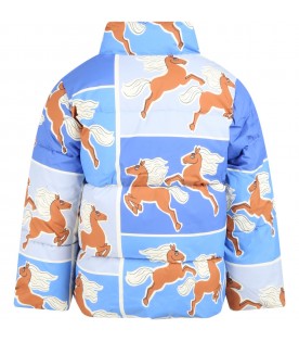 Light-blue jacket for kids with horses