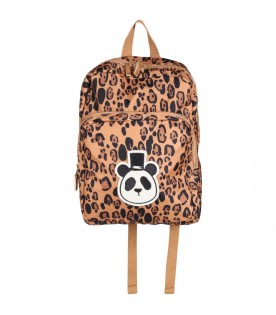Orange backpack for kids with panda