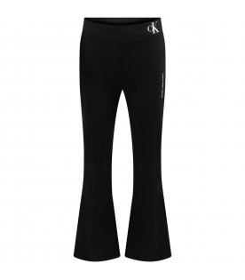 Black leggings pour fille avec logo blanc
