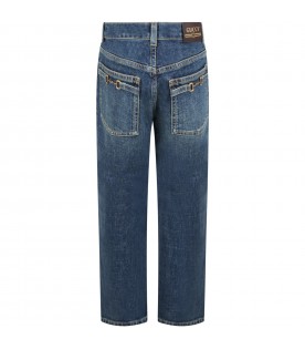 Jeans blue for boy with Horsebit and patch logo