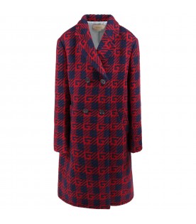 Multicolor coat for kids with iconic double G