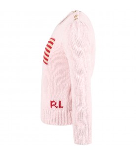 Pink girl sweater with flag