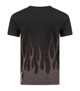 Black t-shirt for boy with flames